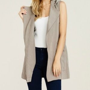 Staccato Hooded Tan Drawstring Vest